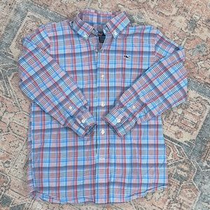 Vineyard vines red, white, blue button up, boys size 6. EUC